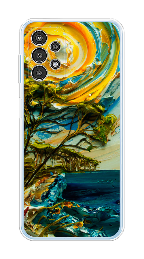 

Чехол на Samsung Galaxy A13 4G "Солнце живопись", Желтый;синий, 2104850-4