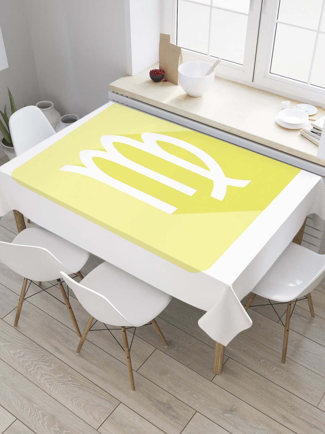 

Скатерть прямоугольная JoyArty "Символ Девы" из сатена, 120x145 см, Желтый, Символ Девы