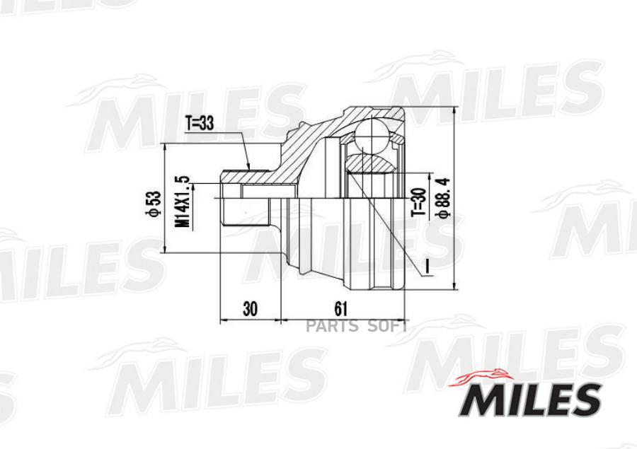 

Шрус Audi 80/90 1.6-2.3 86-96 Нар. Miles GA20015