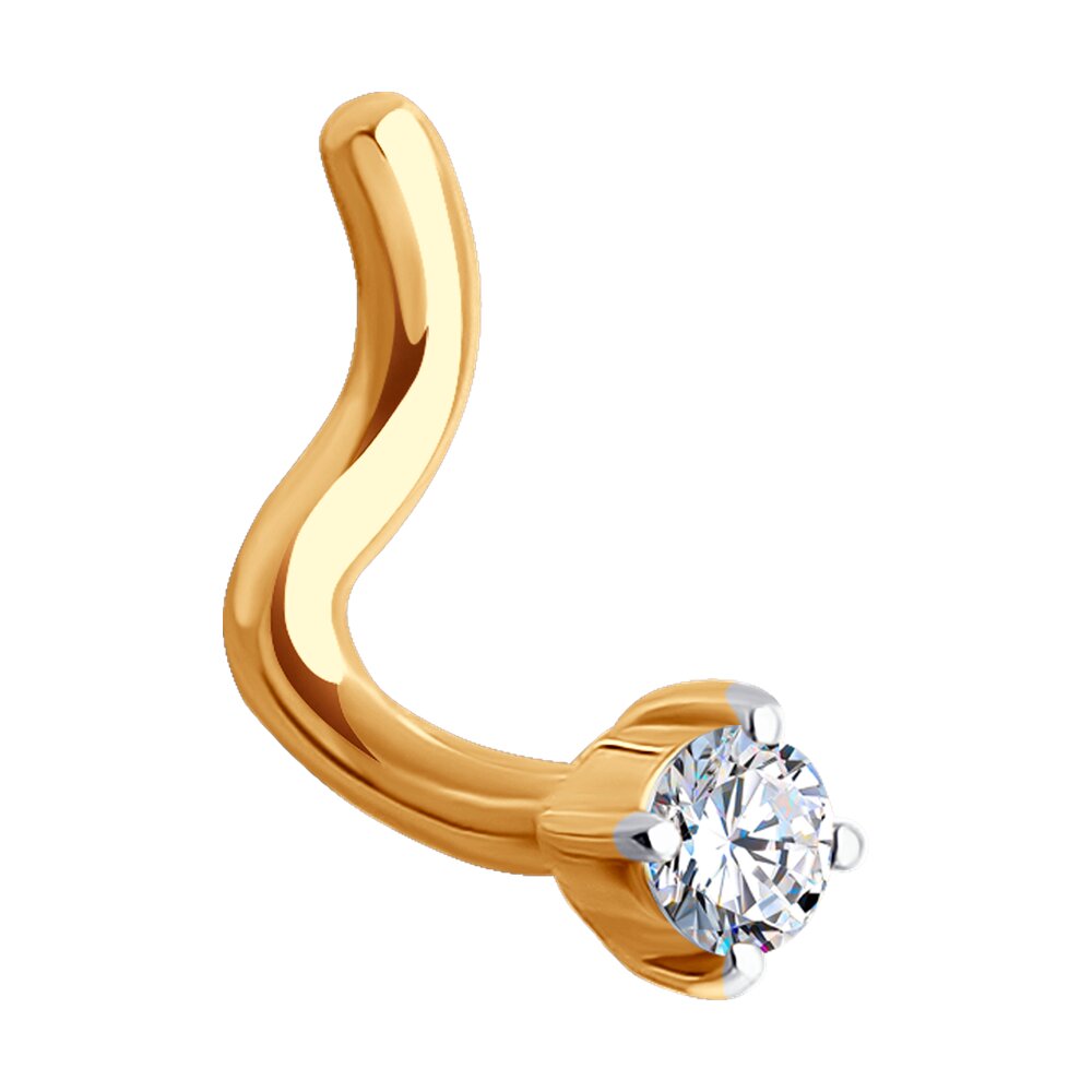 Пирсинг из красного золота Diamant 31-160-02237-1, фианит