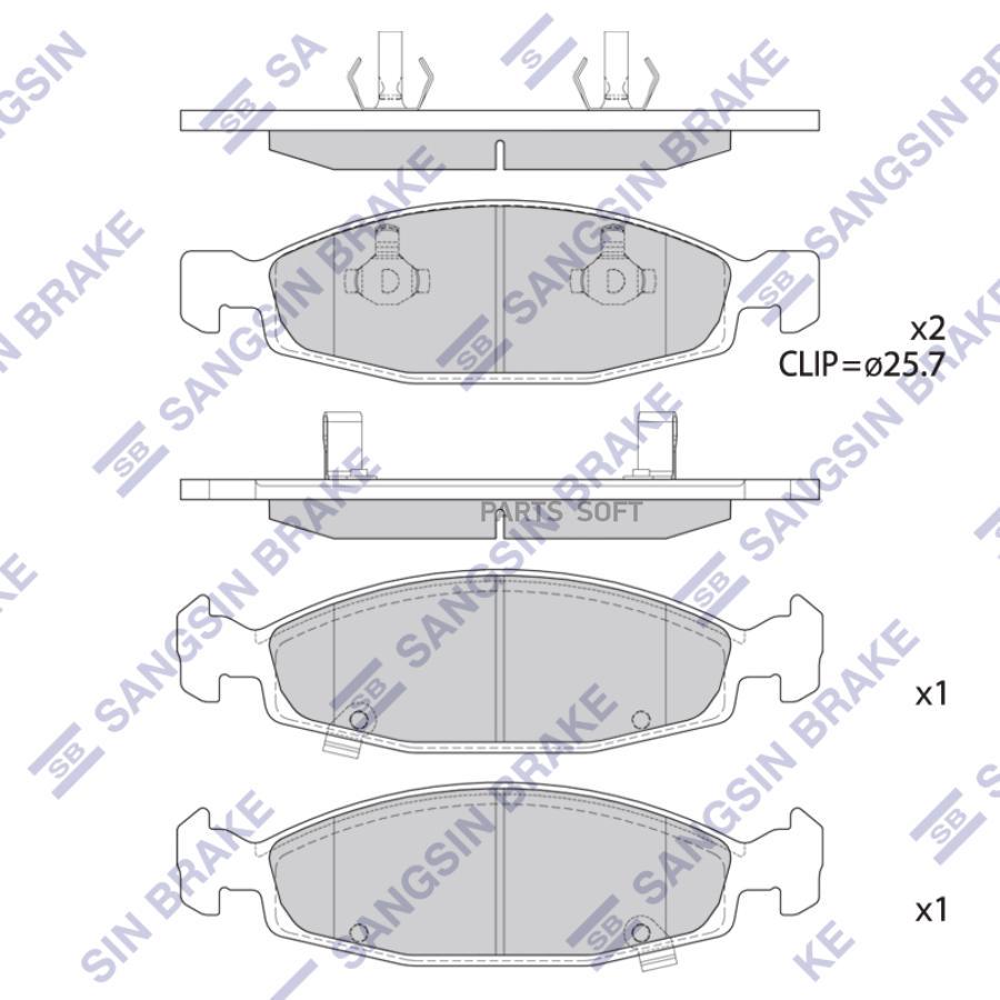 

SANGSIN BRAKE SP4257 SP4257_колодки дисковые передние!\ Jeep Grand Cherokee 3.1/4.7 99> 1