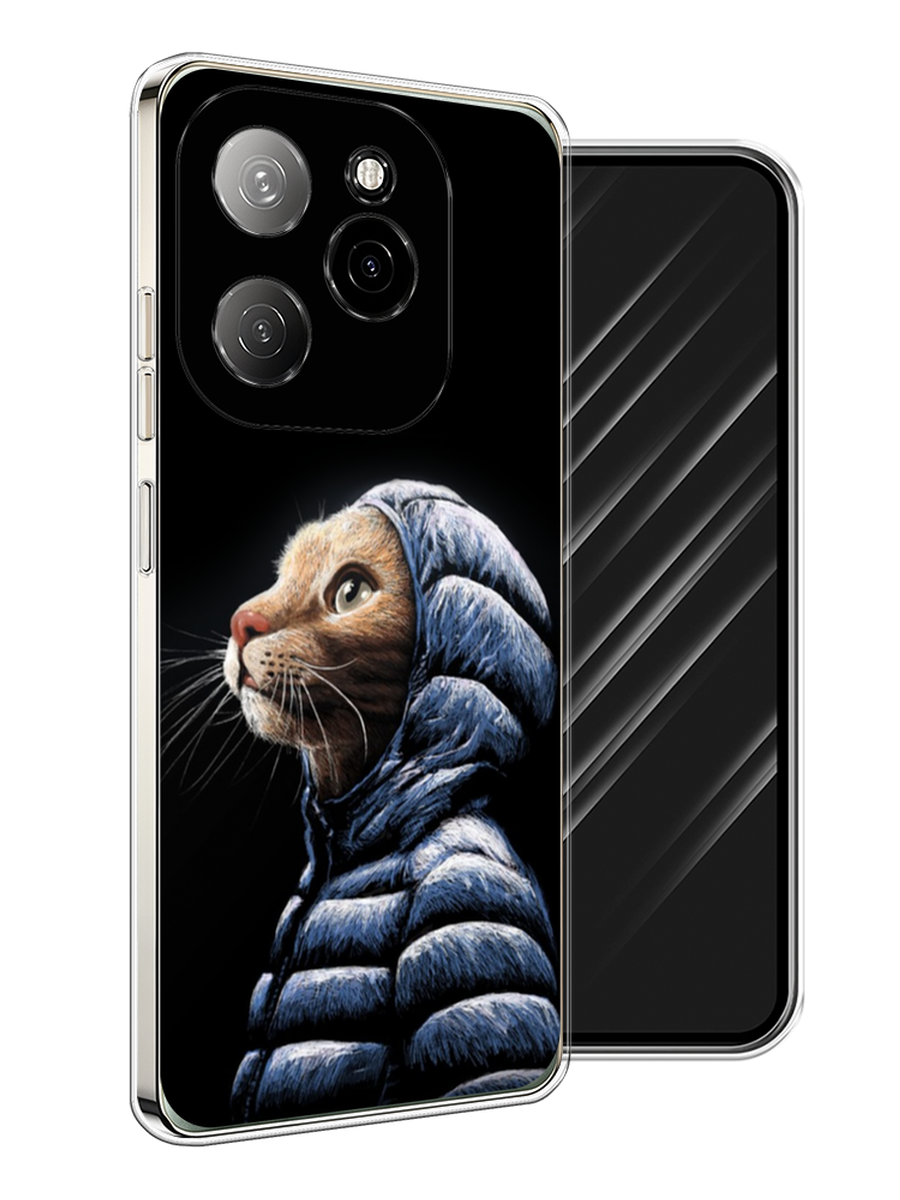 

Чехол Awog на Tecno Spark 20 Pro 5G "Кот в капюшоне", Черный;бежевый;синий, 305750-1