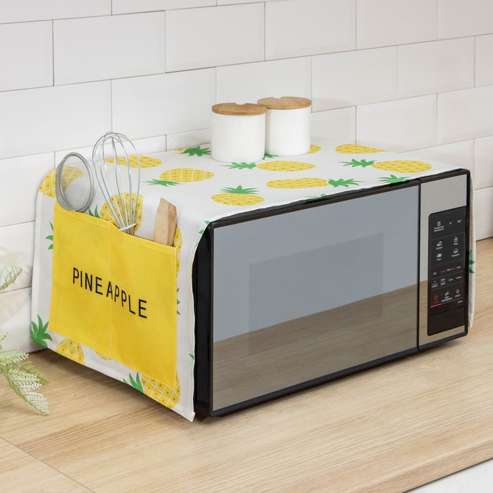 фото Чехол для микроволновой печи доляна «ананасы», 100×35 см