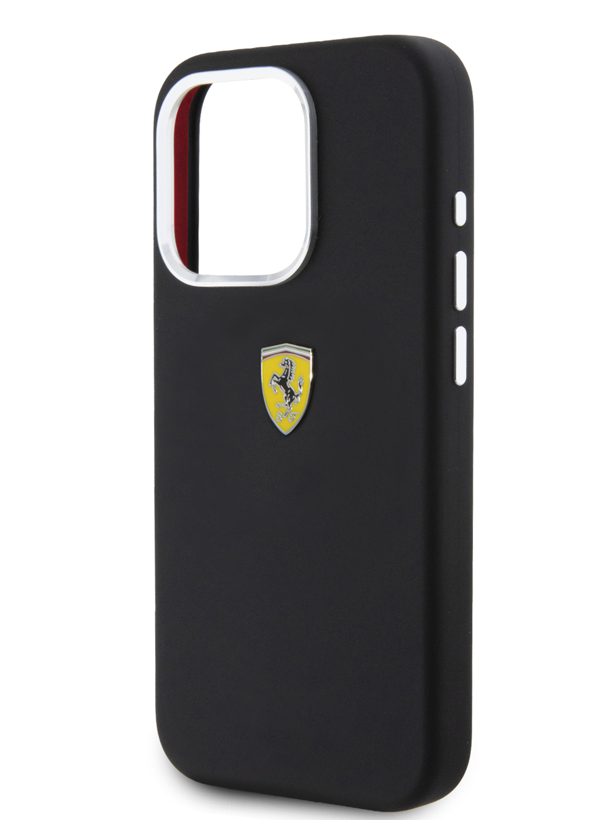 Чехол Ferrari для iPhone 15 Pro силиконовый с покрытием Soft touch, черный