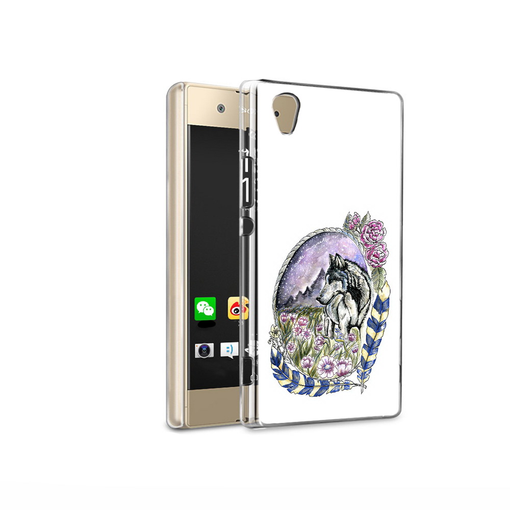 

Чехол MyPads Tocco для Sony Xperia XA1 Ultra нарисованный волк в цветах с перьями, Прозрачный, Tocco