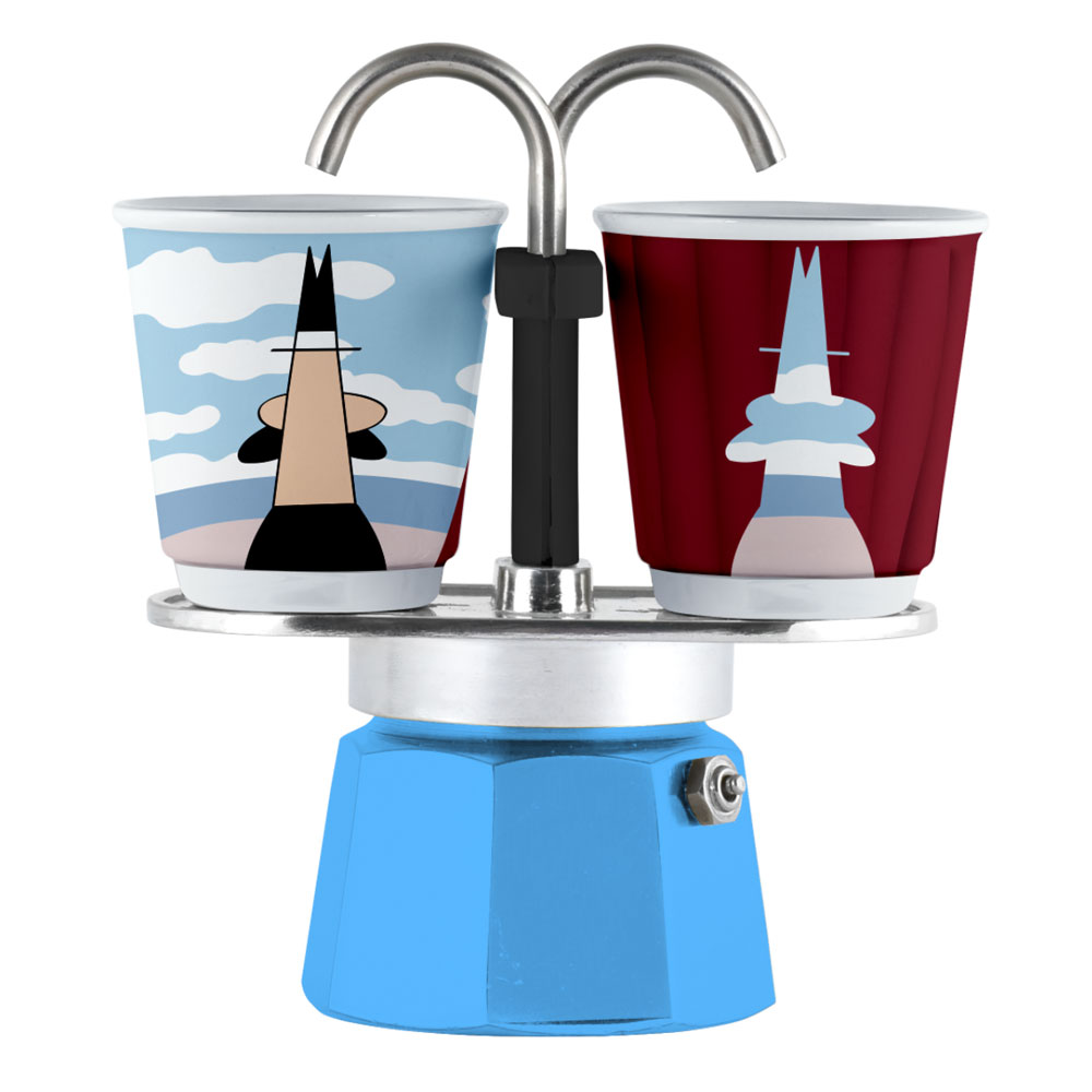 Гейзерная кофеварка Bialetti Мини Экспресс MAGRITE на 2 порции + 2 чашки