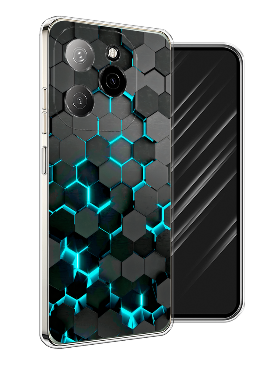 

Чехол Awog на Tecno Spark 20 Pro 5G "Соты бирюзовые", Черный;бирюзовый;синий, 305750-1