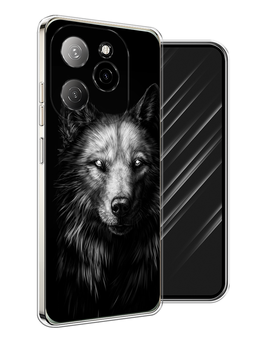 

Чехол Awog на Tecno Spark 20 Pro 5G "Волк черно белый", Серый;бежевый;белый, 305750-1