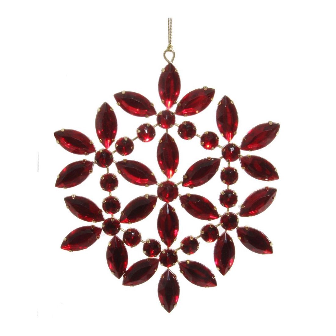 Подвесное украшение новогоднее ShiShi Снежинка красное 13,5 см