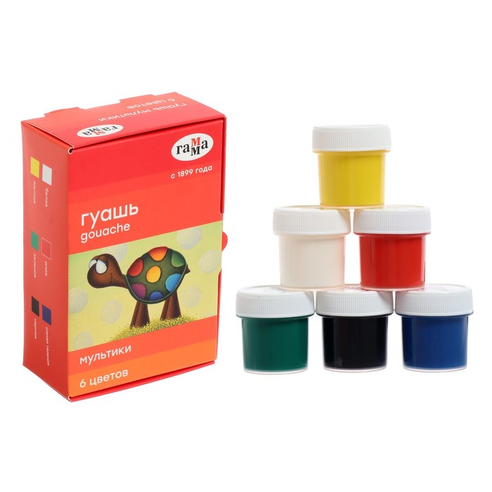 

Гуашь 6 цветов «Гамма» «Мультики», 20 мл, Разноцветный
