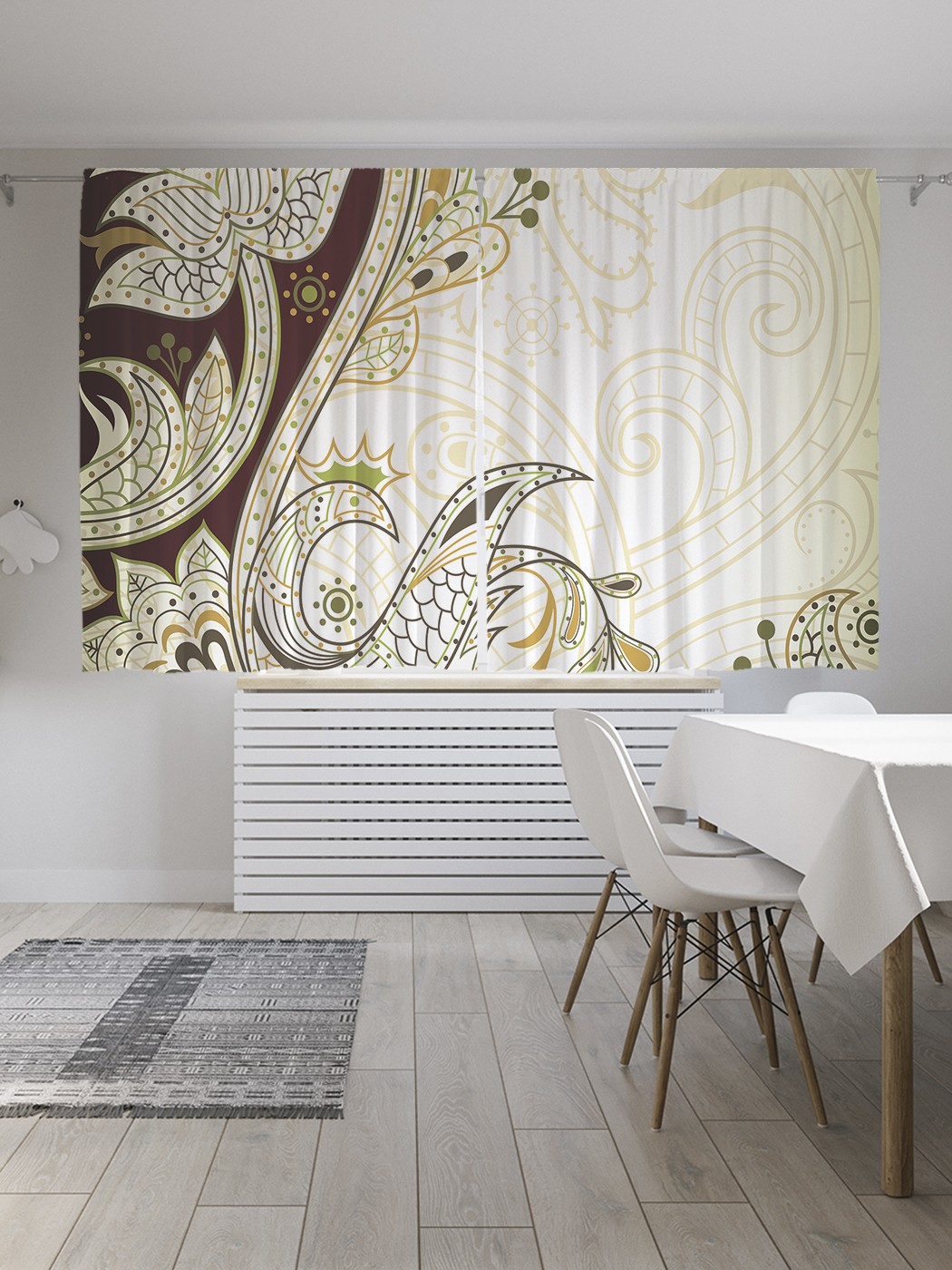 

Классические шторы JoyArty "Этнические цветы", серия Oxford DeLux, 2 полотна 145x180 см, Этнические цветы