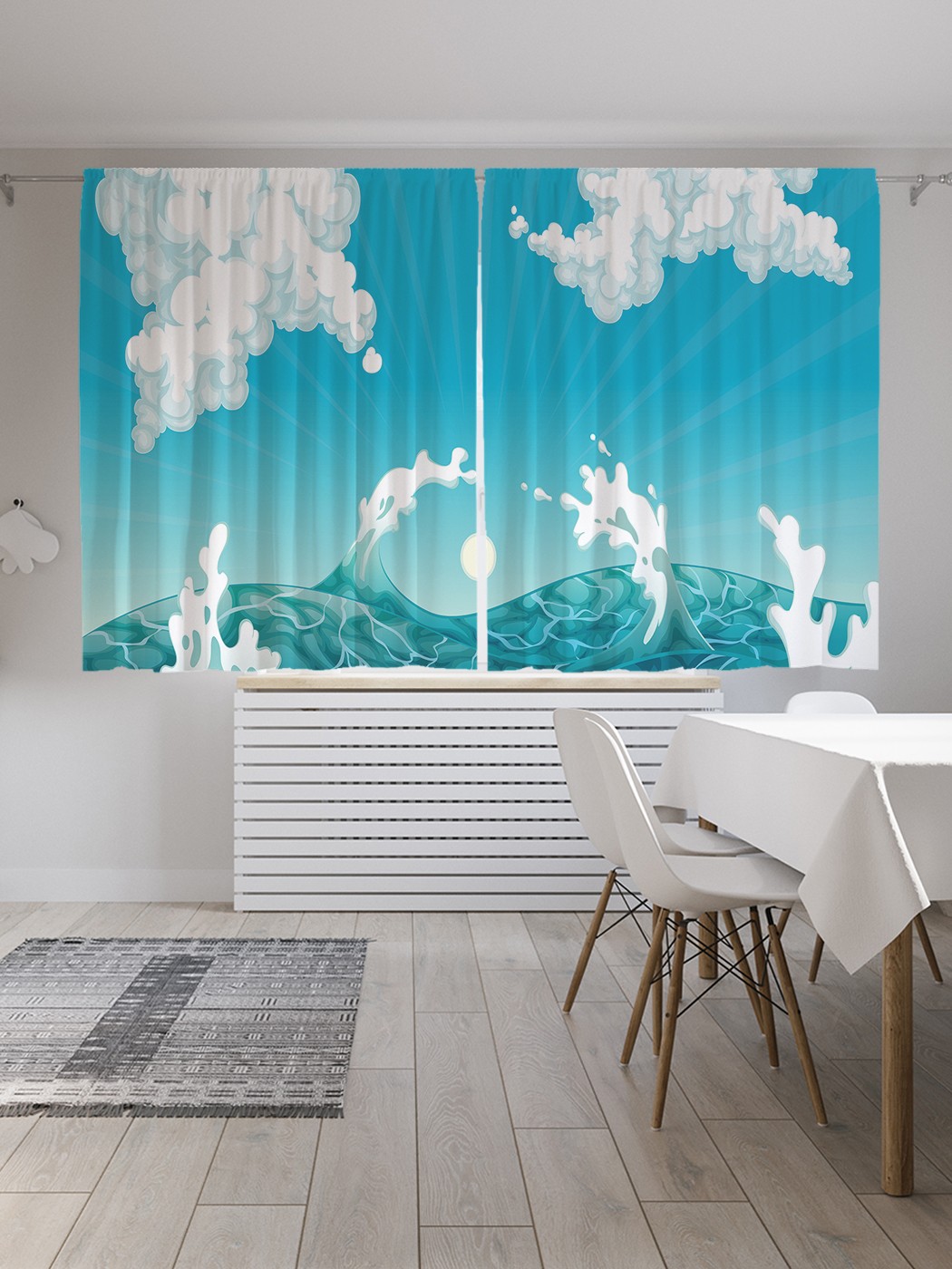 

Классические шторы JoyArty "Волны под облаками", серия Oxford DeLux, 2 полотна 145x180 см, Волны под облаками