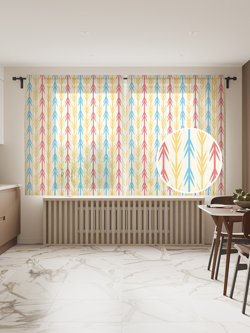 

Фототюль JoyArty "Вертикальные стрелы", 145x180см (2 полотна с лентой + 50 крючков), Вертикальные стрелы