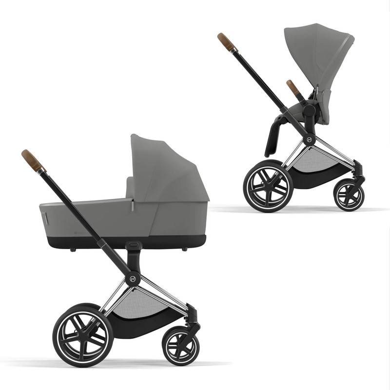 Коляска детская 2 в 1 Cybex Priam-4-mix, MirageGrey СР4-Chrome-Brown-MirageGrey