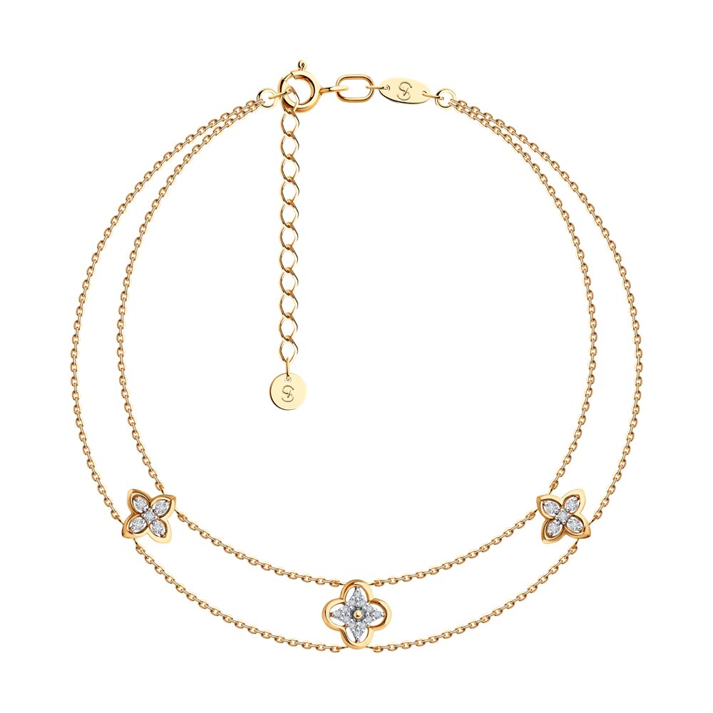 

Браслет из красного золота р.  SOKOLOV 1050293, бриллиант, 1050293