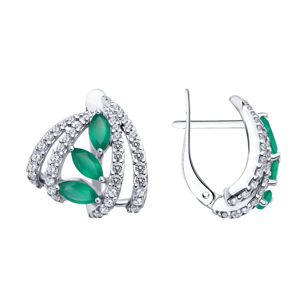 

Серьги из серебра SOKOLOV 92023055, фианит\агат, 92023055