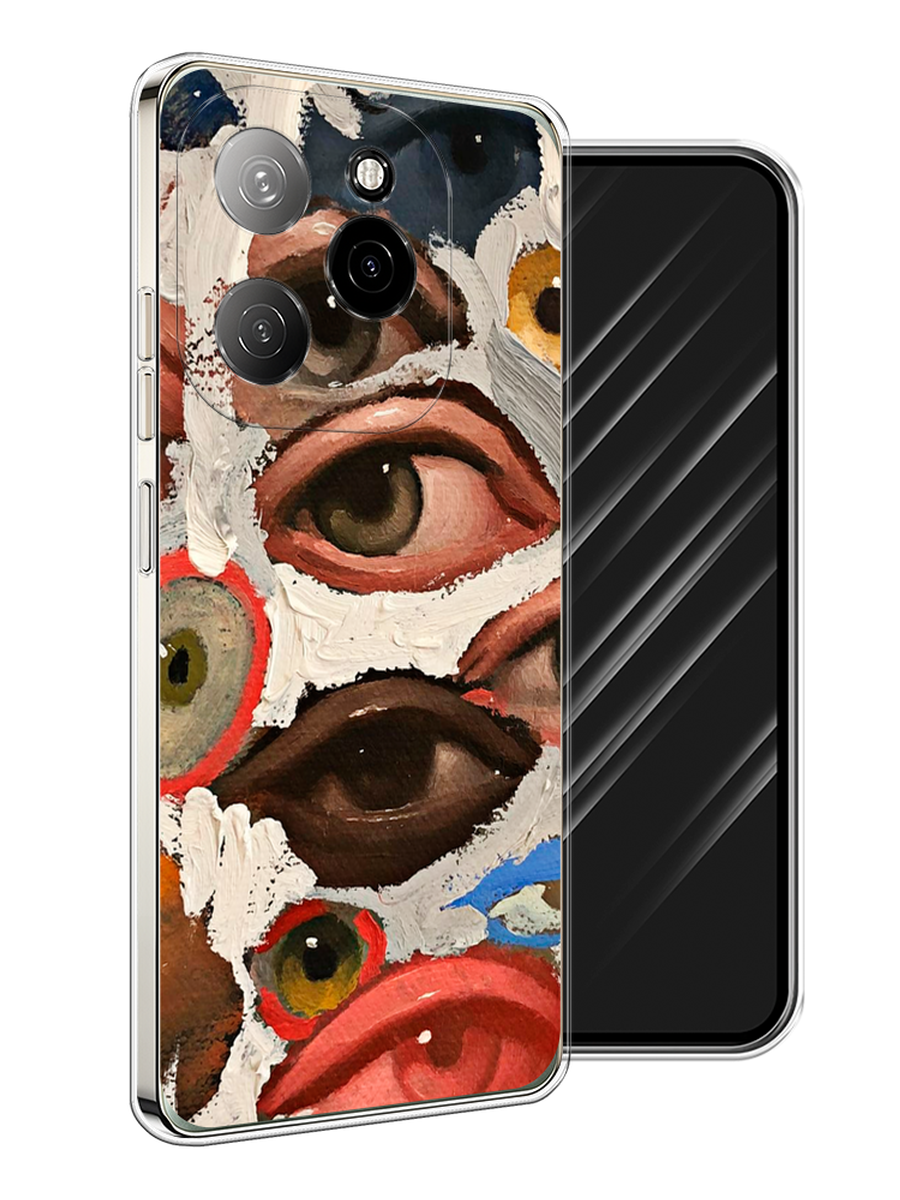 

Чехол Awog на Tecno Spark 20 Pro 5G "Глаза масляная живопись", Серый;бежевый;красный, 305750-1