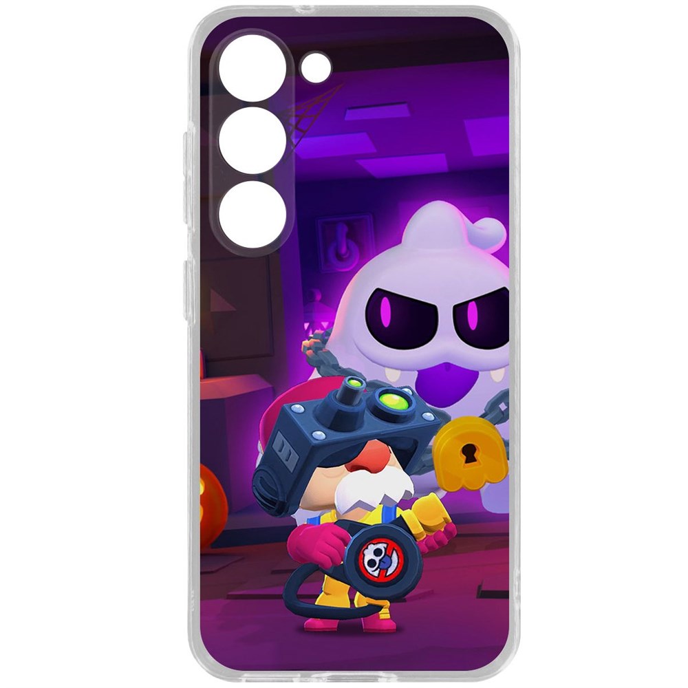 

Чехол-накладка Brawl Stars-Охотник за Скуиками Гэйл для Samsung Galaxy S23, Прозрачный