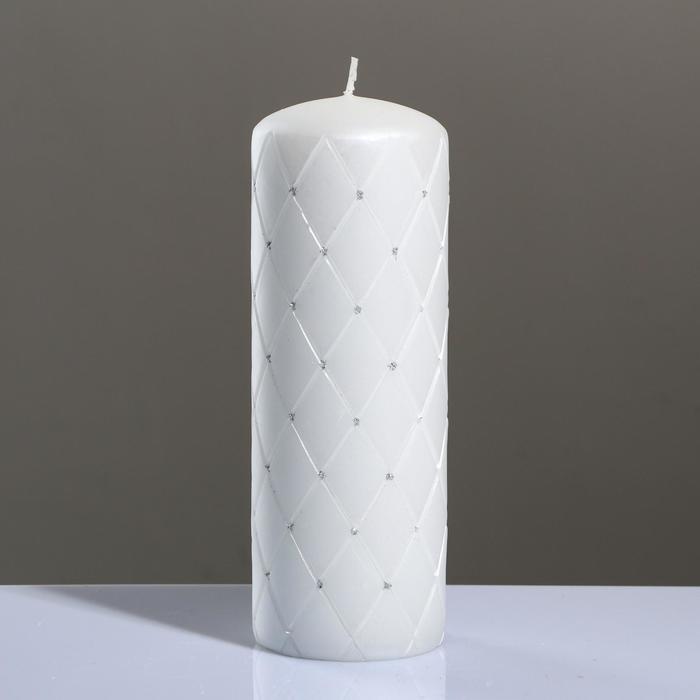 фото Свеча - цилиндр "алмаз", 7×20 см, белый trend decor candle
