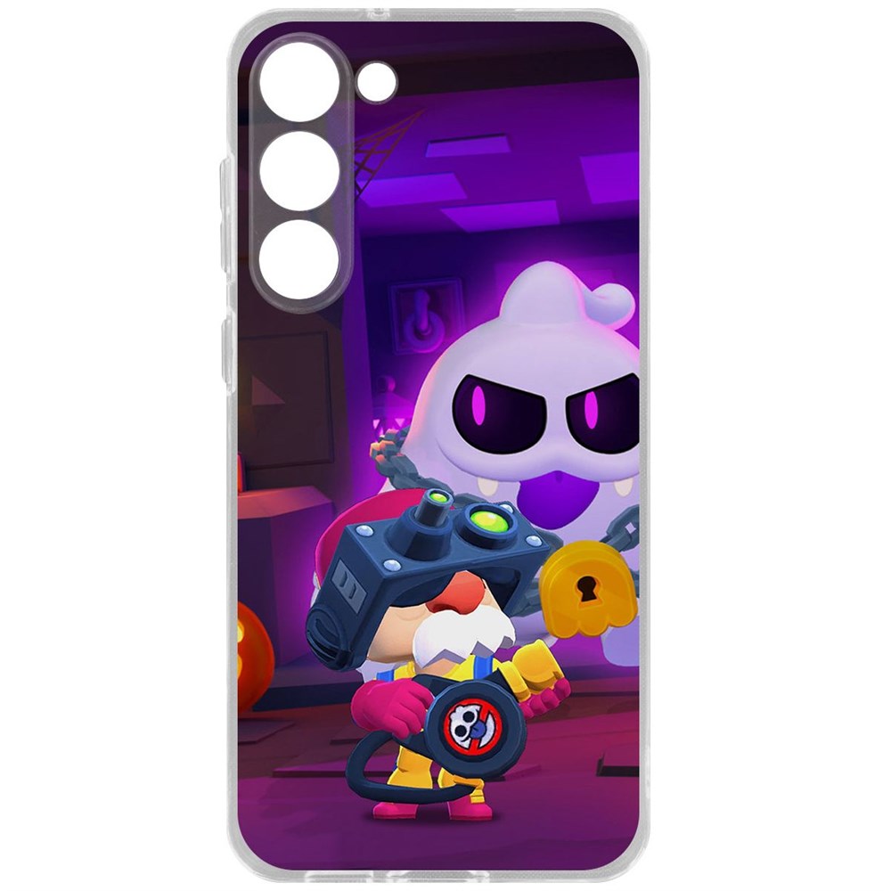 

Чехол-накладка Brawl Stars-Охотник за Скуиками Гэйл для Samsung Galaxy S23+, Прозрачный