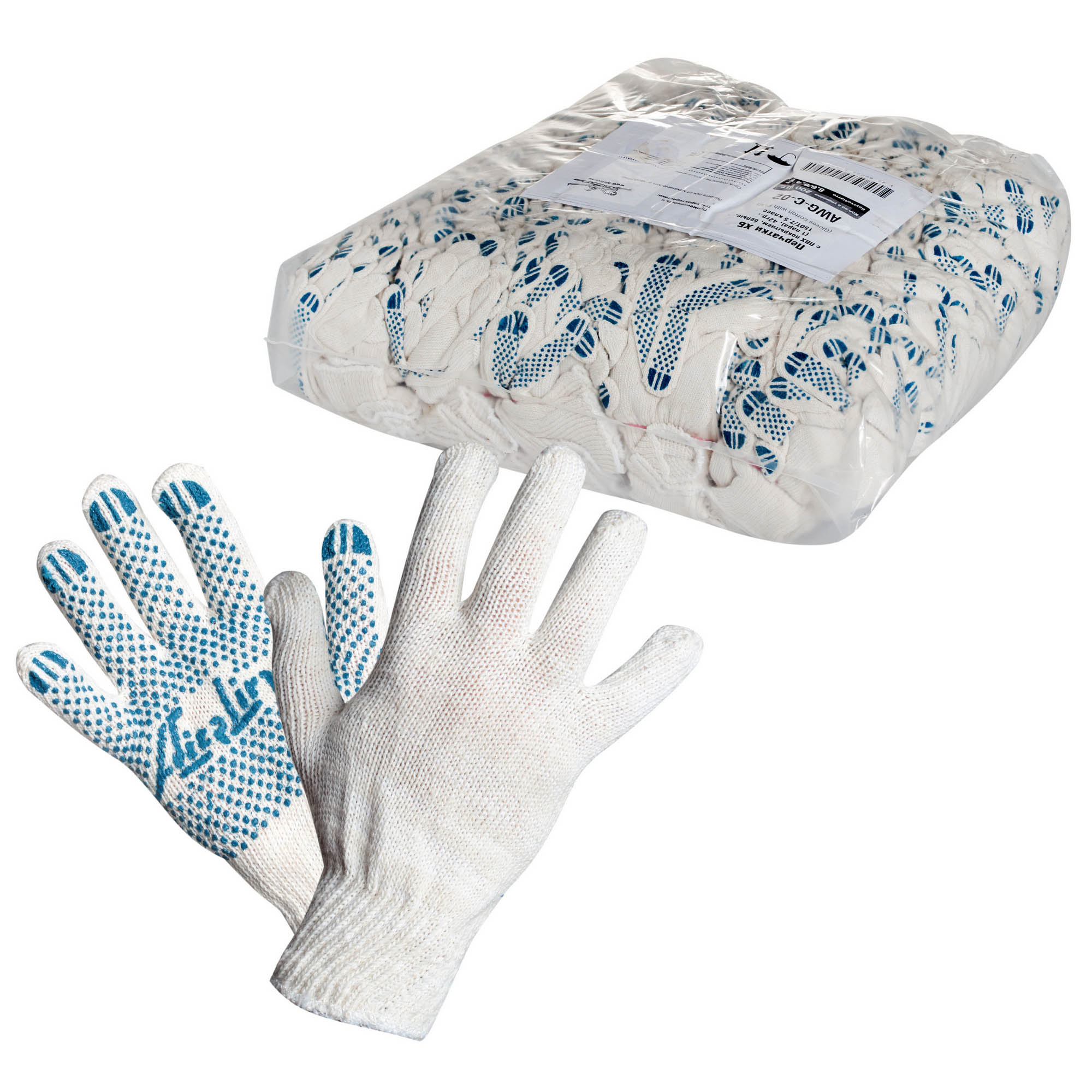 Перчатки ХБ с ПВХ покрытием, белые, 46  AIRLINE AWG-C-02 утепленные перчатки airline