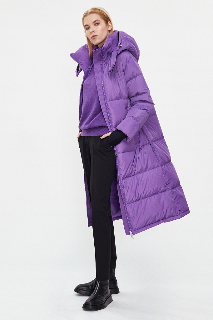 фото Пуховик-пальто женский finn flare w20-12038 фиолетовый 42