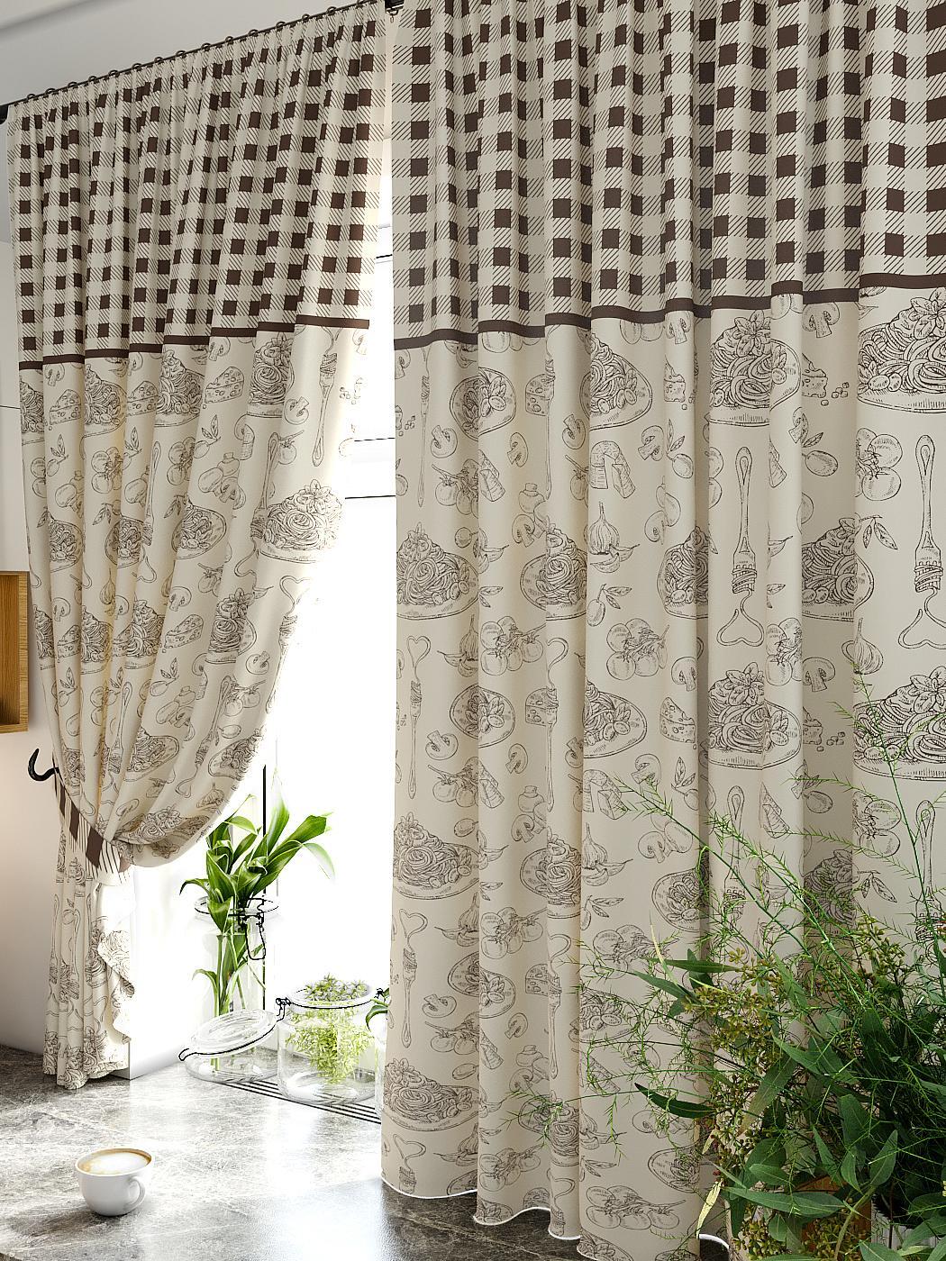 

Комплекты штор AT HOME Олористи высота 180 см, ширина 150 см, Бежевый, 920371