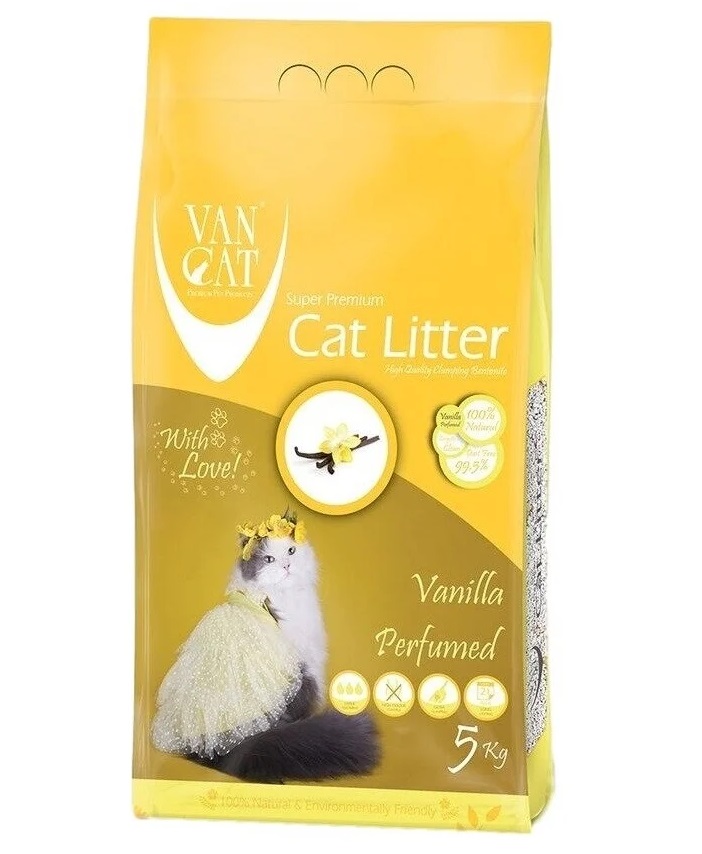 Наполнитель комкующийся для кошачьего туалета Van Cat, с ароматом ванили, 5 кг