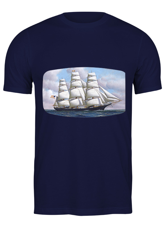 

Футболка мужская Printio Клипер flying cloud (антонио якобсен) синяя M, Синий, Клипер "flying cloud" (антонио якобсен)