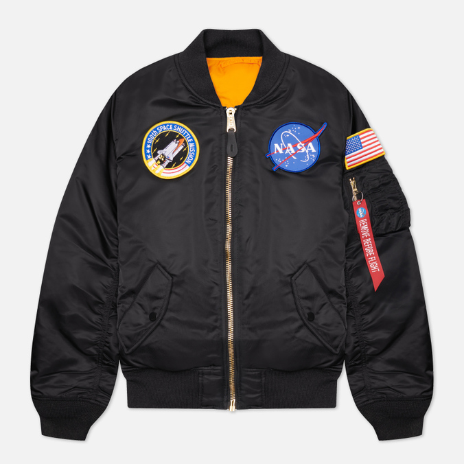 Женская куртка бомбер Alpha Industries MA-1 NASA чёрный, Размер M