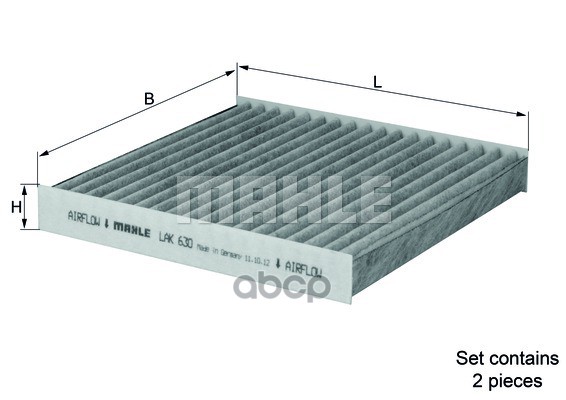

Фильтр салонный, угольный, 2шт KNECHT/MAHLE LAK630S