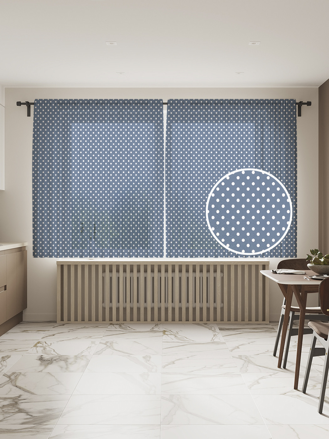 

Фототюль JoyArty "Горошек на воде", 145x180 см (2 полотна со шторной лентой + 50 крючков), Горошек на воде