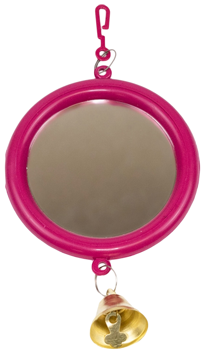 Игрушка для птиц Дарэлл, Зеркало, малое, круглое, с колокольчиком, рубиновое