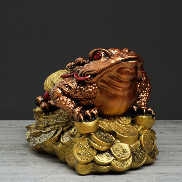 фото Сувенир жаба, бронзовый цвет, покрытие лак, керамика, 33х22х24 см керамика ручной работы