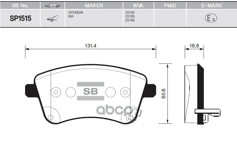 

Колодки передние KIA Venga 2010-> SANGSIN BRAKE SP1515