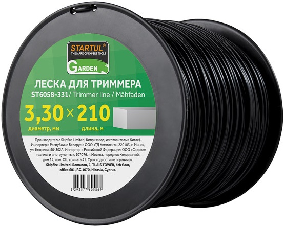 Леска для триммера d 3,3 мм x 210 м сечение квадрат STARTUL GARDEN (ST6058-331)