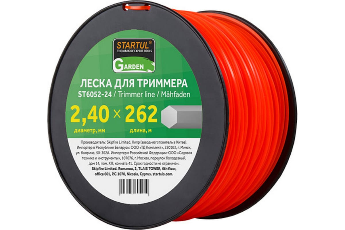 Леска для триммера d 2,4 мм x 262 м сечение шестигранное STARTUL GARDEN (ST6052-24)