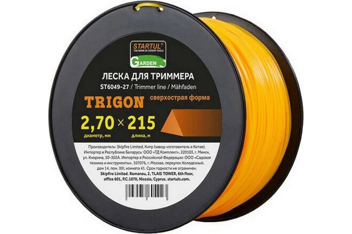 Леска для триммера d 2,7 мм x 215 м сечение треугольное STARTUL GARDEN (ST6049-27)