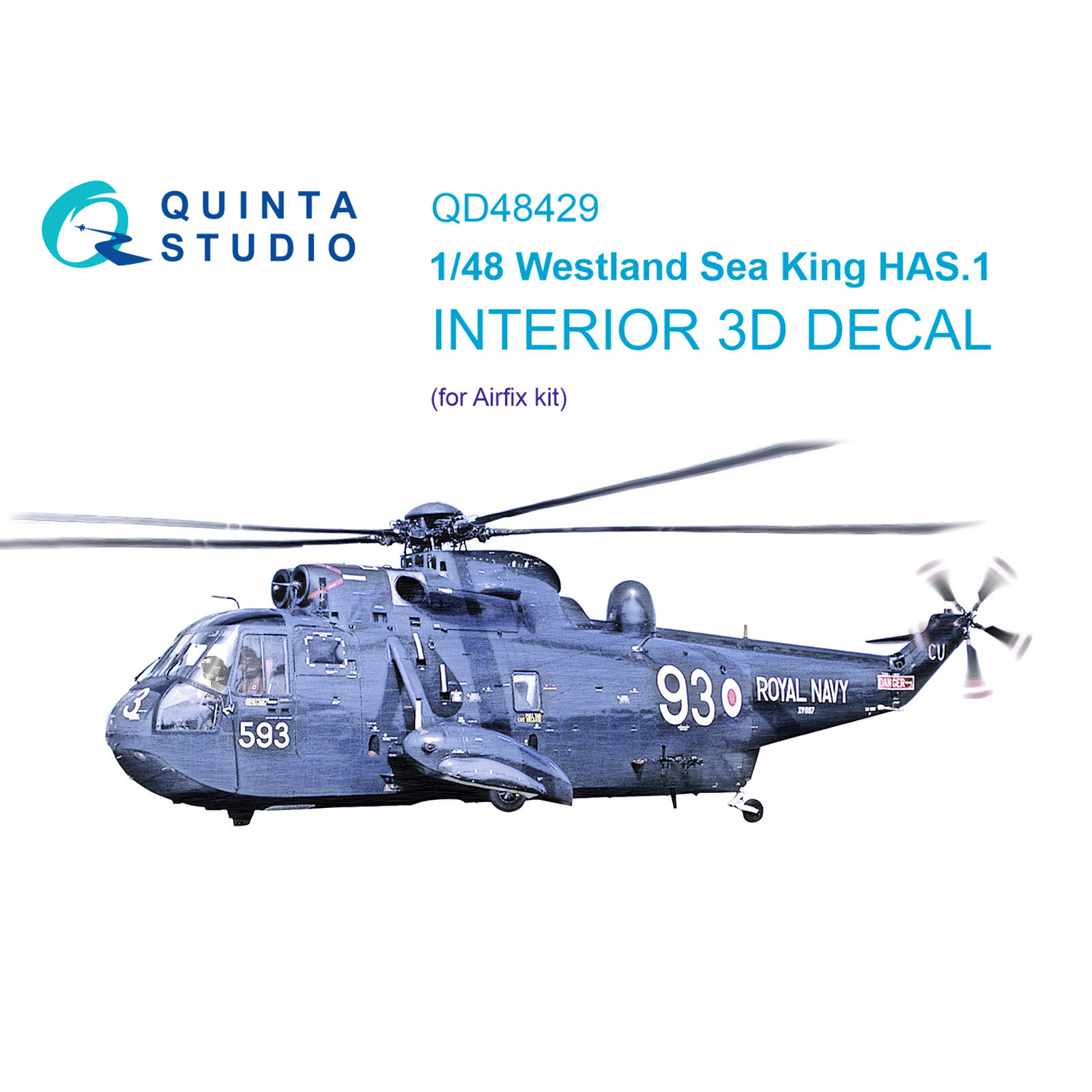 3D Декаль Quinta Studio 1/48 интерьера кабины Westland Sea King HAS1 Airfix QD48429