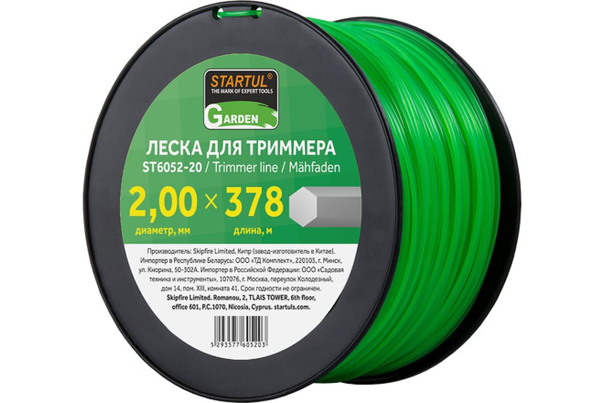 Леска для триммера d 2 мм x 378 м сечение шестигранное STARTUL GARDEN (ST6052-20)