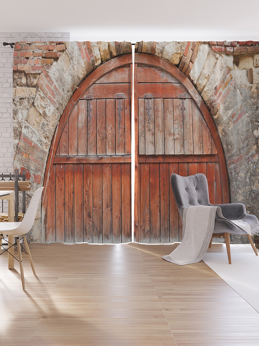 

Шторы под лён JoyArty "Врата в хлев", серия Oxford DeLux, 340х265 см, Врата в хлев