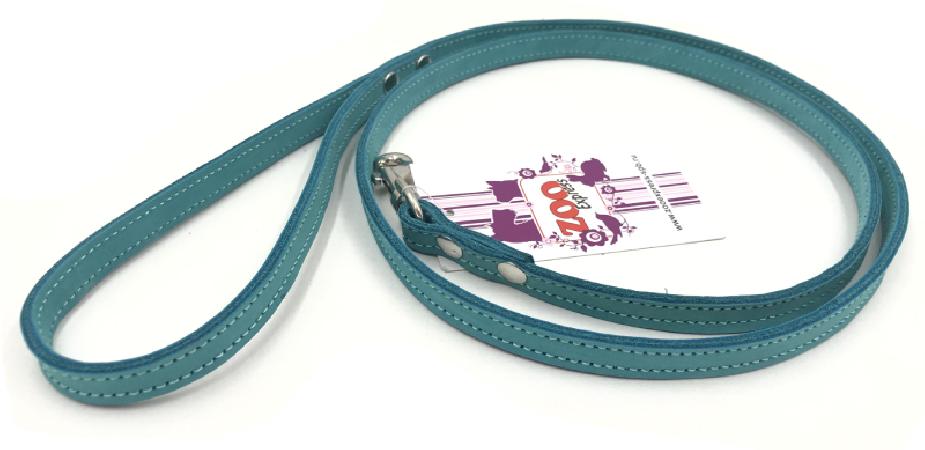 Поводок ZooExpress Color Line 1105Б, нубук, 2 слоя, бирюзовый, 10 мм, 120 см