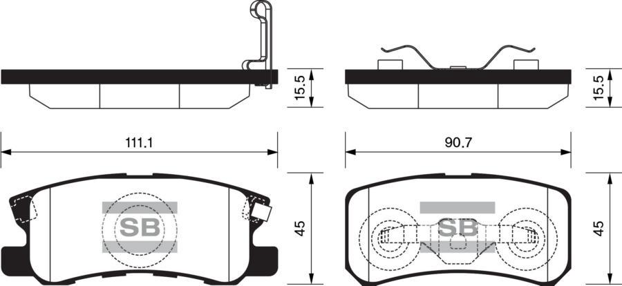 

Тормозные колодки Sangsin brake задние SP2076