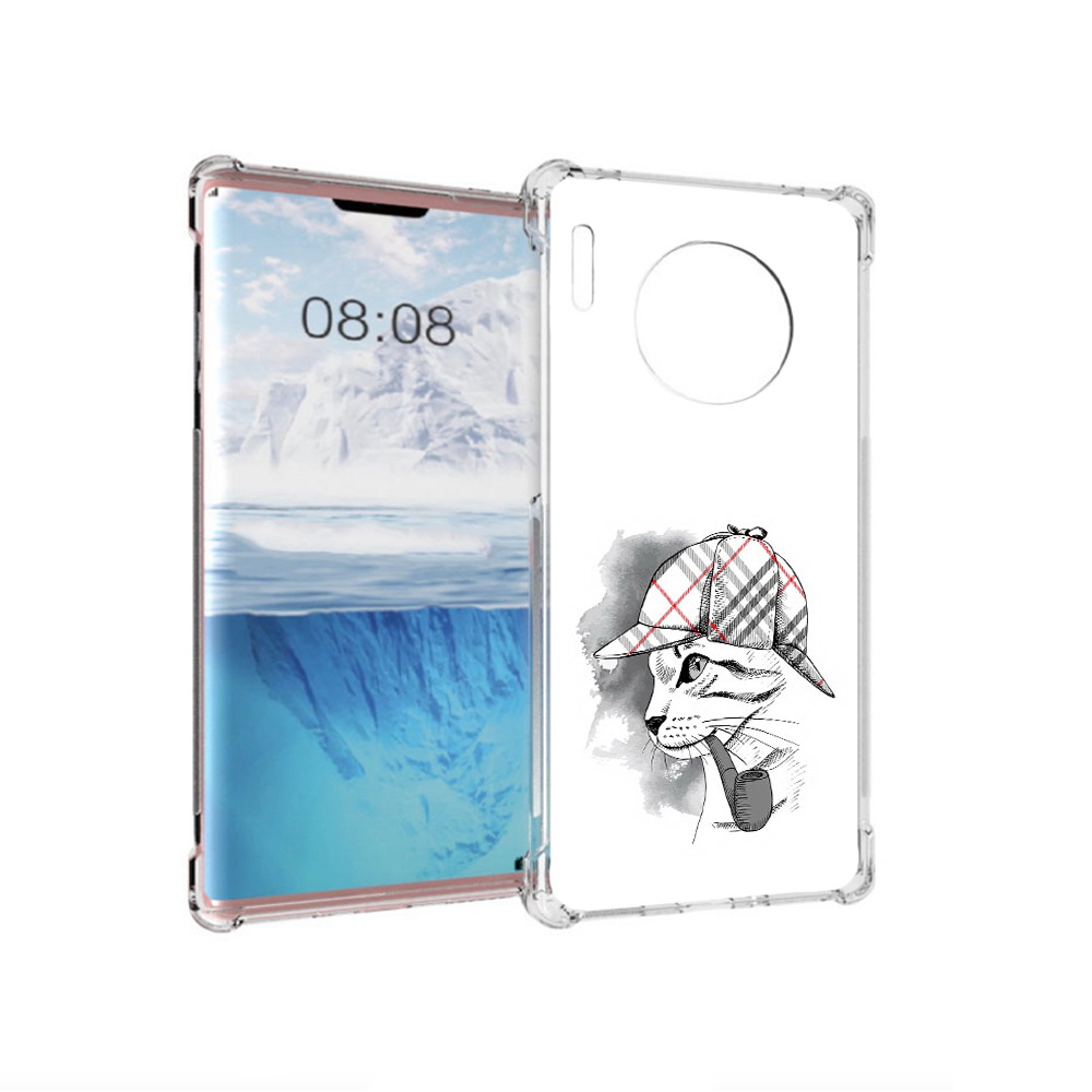 Чехол MyPads Tocco для Huawei Mate 30 Pro кошка с трубкой