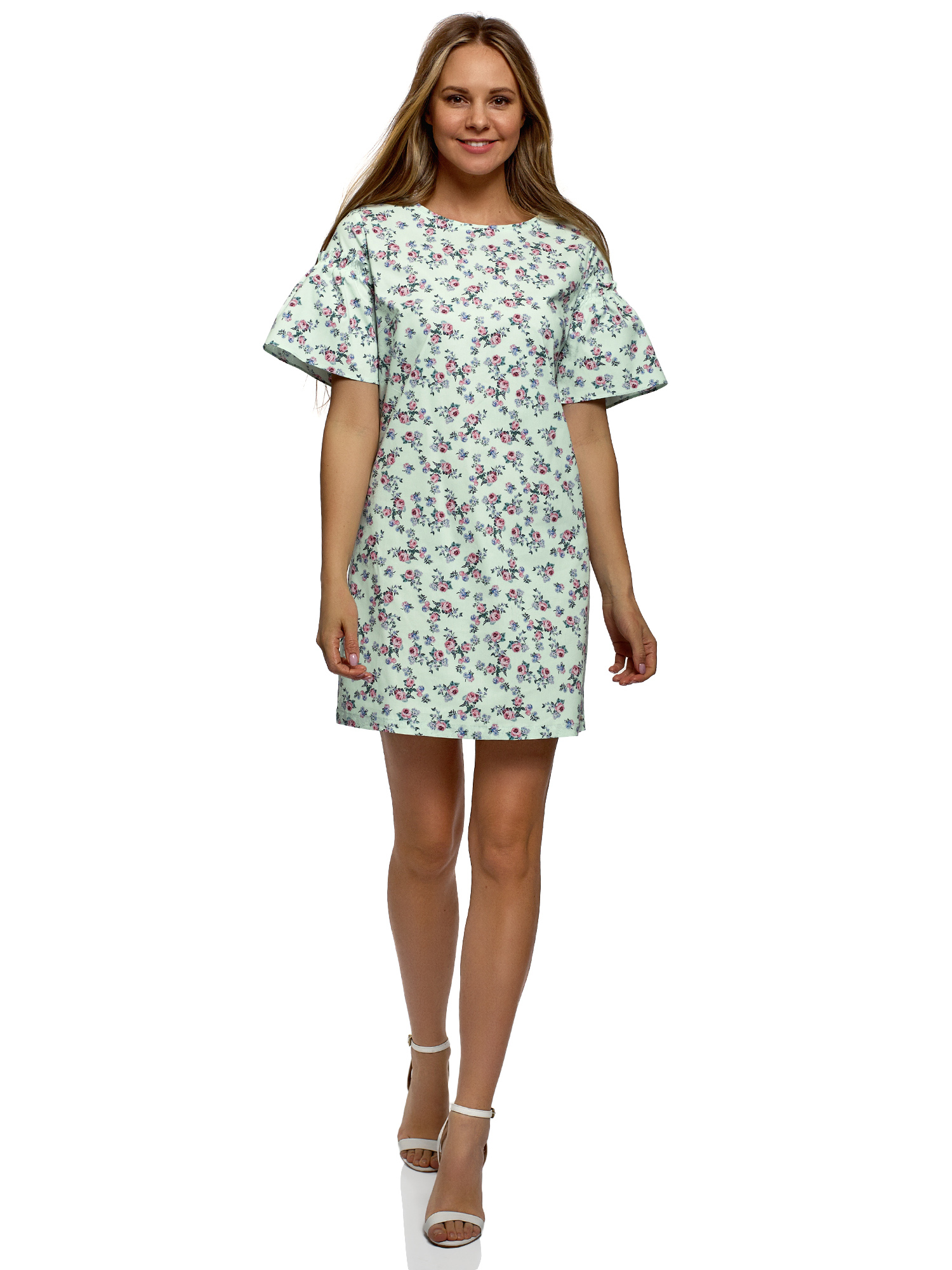 

Платье женское oodji 11901159 зеленое 34/170, Зеленый, 11901159