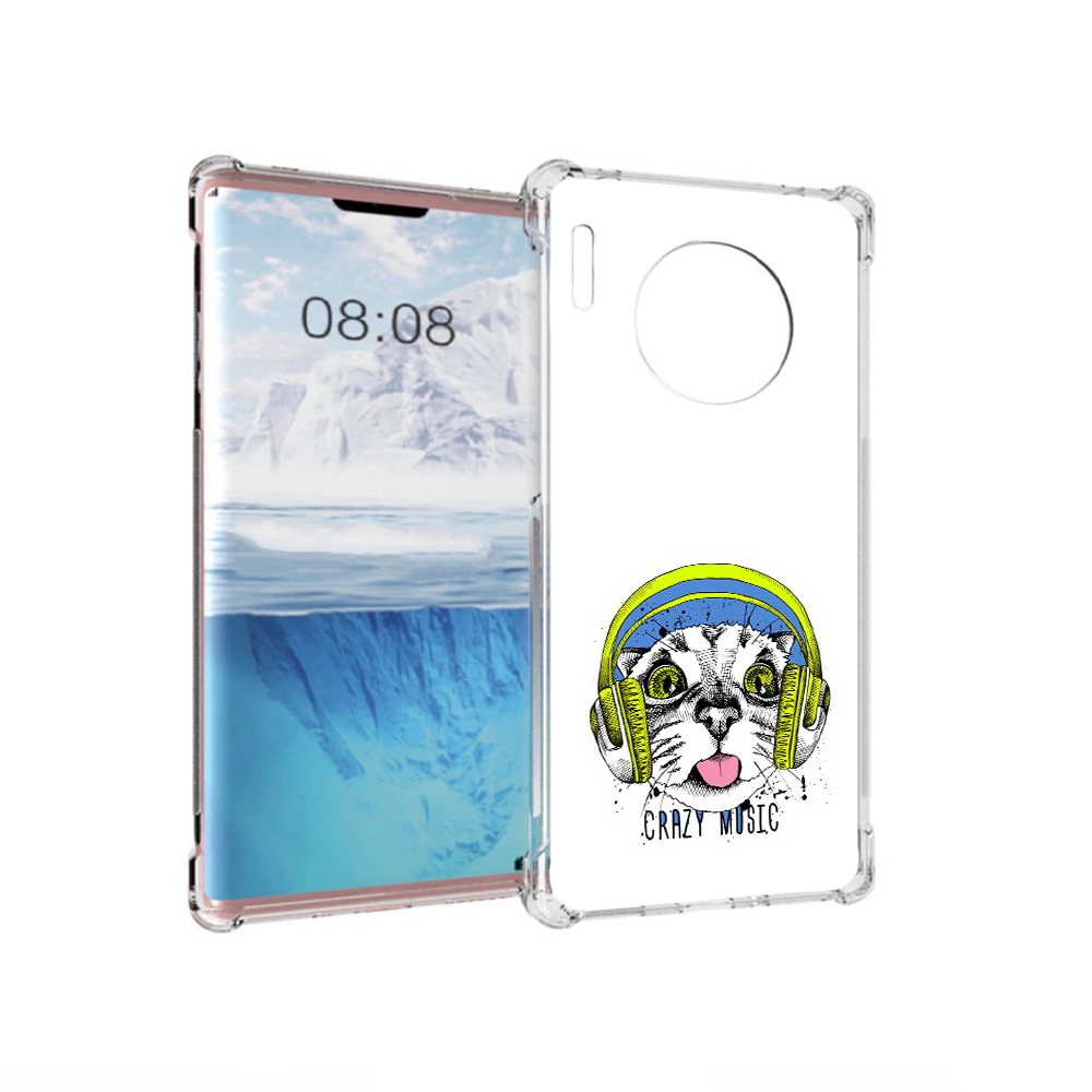 Чехол MyPads Tocco для Huawei Mate 30 Pro кошка в наушниках рисунок