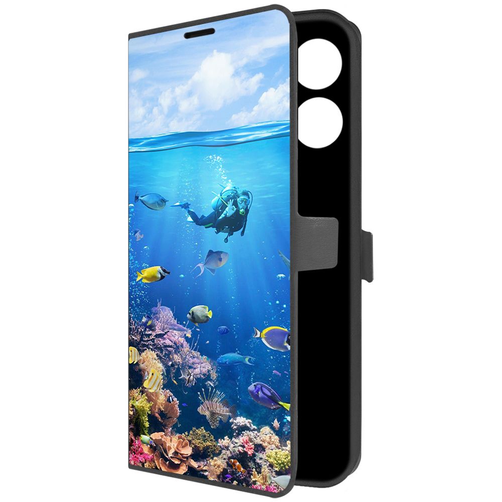 

Чехол-книжка Krutoff Eco Book для Realme C33 Австралия, Большой Барьерный Риф (черный)