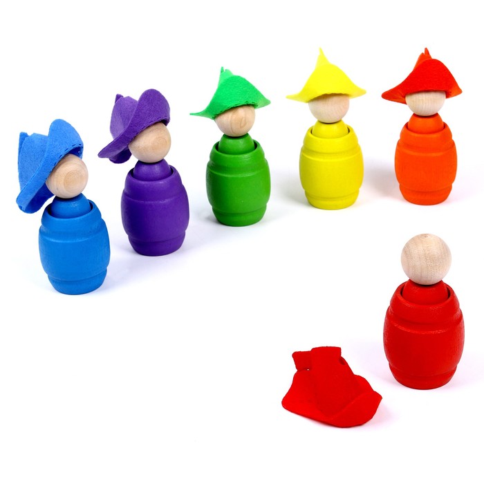 WoodLand Toys Сортер «Ребята в шляпках», 6 цветов
