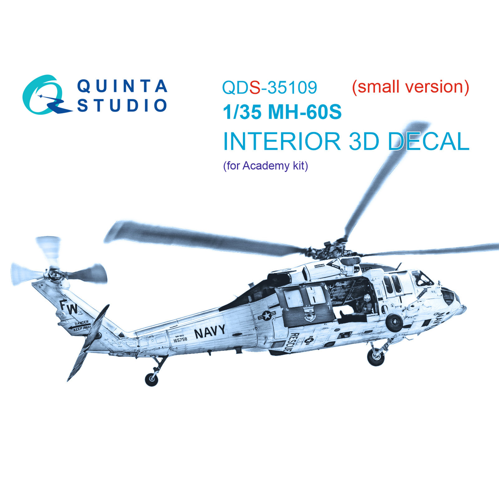 

3D Декаль Quinta Studio 1/35 интерьера кабины MH-60S Academy Малая верcия QDS-35109, Цветной