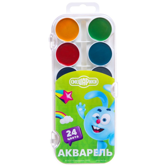 

Акварель медовая «Смешарики», 24 цвета, без кисти, Смешарики